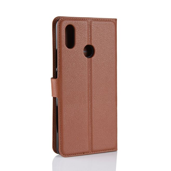 Xiaomi Mi Max 3 Handy Hülle - Litchi Leder Bookcover Series - braun