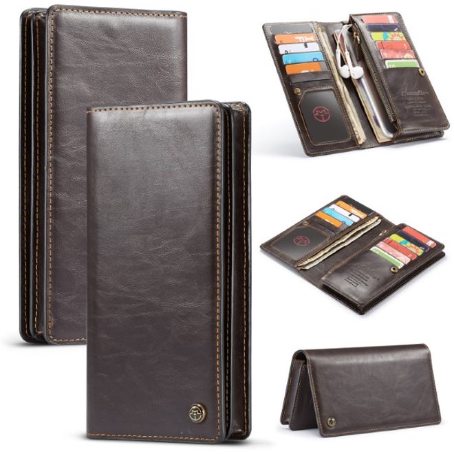 Caseme - Universelle Handy Portemonnaie Etui Tasche - aus Leder - für 4-6.5 Zoll Smartphones - braun
