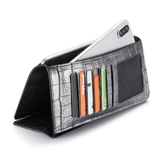 Caseme - Universelle Handy Etui Tasche - aus Leder - für 4-6.5 Zoll Smartphones - mit Krokodiltextur - schwarz