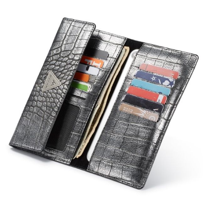 Caseme - Universelle Handy Etui Tasche - aus Leder - für 4-6.5 Zoll Smartphones - mit Krokodiltextur - schwarz