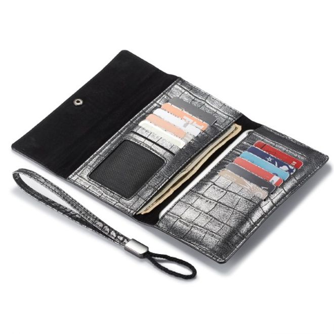 Caseme - Universelle Handy Etui Tasche - aus Leder - für 4-6.5 Zoll Smartphones - mit Krokodiltextur - schwarz