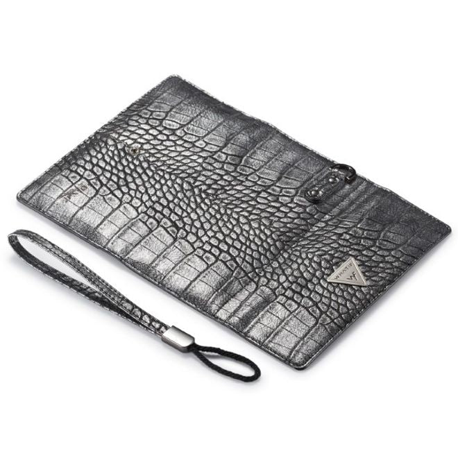 Caseme - Universelle Handy Etui Tasche - aus Leder - für 4-6.5 Zoll Smartphones - mit Krokodiltextur - schwarz