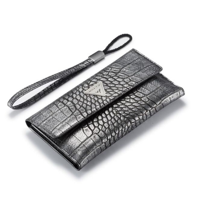 Caseme - Universelle Handy Etui Tasche - aus Leder - für 4-6.5 Zoll Smartphones - mit Krokodiltextur - schwarz