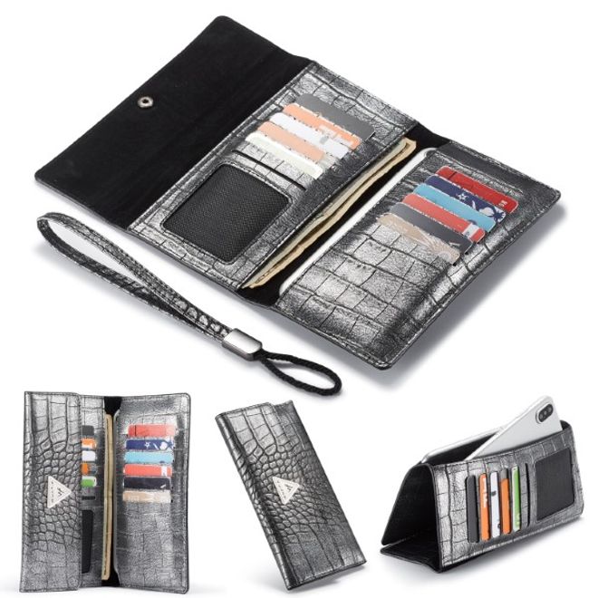 Caseme - Universelle Handy Etui Tasche - aus Leder - für 4-6.5 Zoll Smartphones - mit Krokodiltextur - schwarz