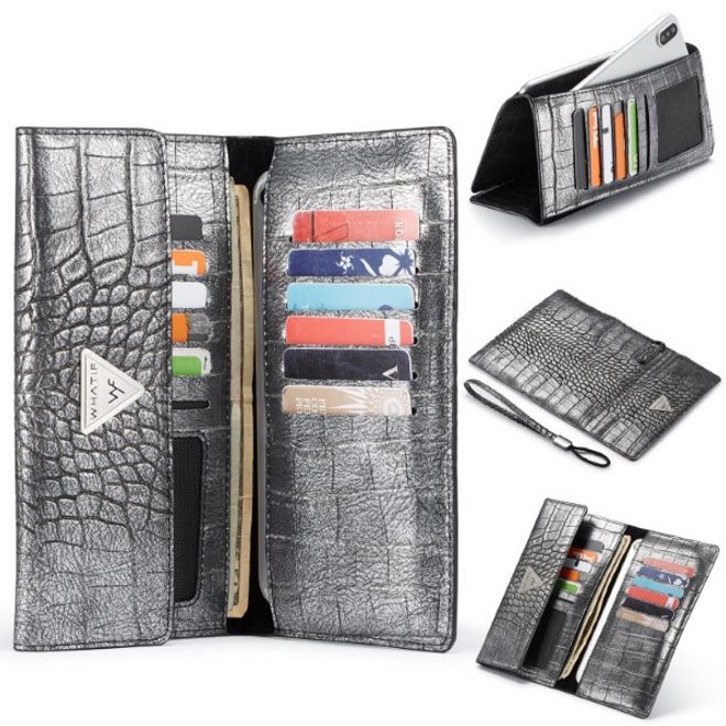 Caseme - Universelle Handy Etui Tasche - aus Leder - für 4-6.5 Zoll Smartphones - mit Krokodiltextur - schwarz