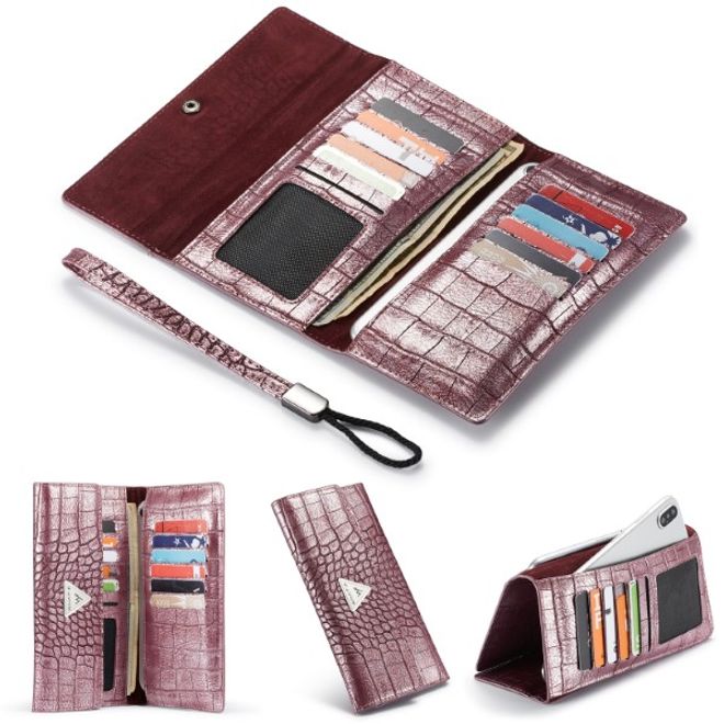 Caseme - Universelle Handy Etui Tasche - aus Leder - für 4-6.5 Zoll Smartphones - mit Krokodiltextur - purpur