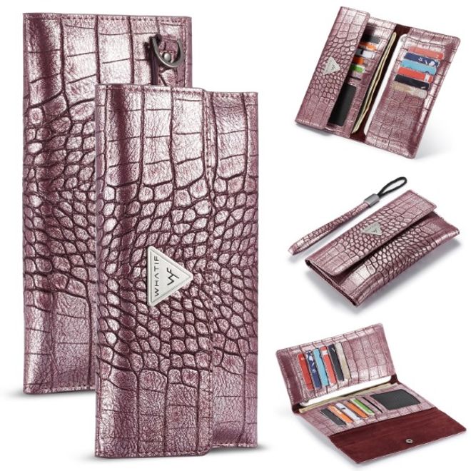 Caseme - Universelle Handy Etui Tasche - aus Leder - für 4-6.5 Zoll Smartphones - mit Krokodiltextur - purpur