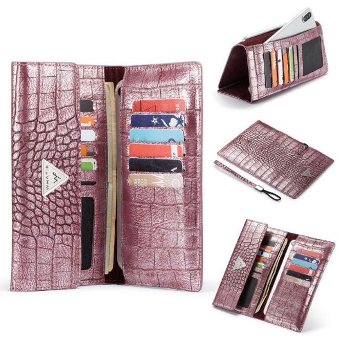 Caseme - Universelle Handy Etui Tasche - aus Leder - für 4-6.5 Zoll Smartphones - mit Krokodiltextur - purpur