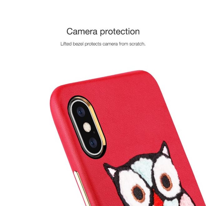Nillkin - iPhone XS Max Handyhülle - Case aus Plastik/Plüsch - Eule - Plush Series - rot
