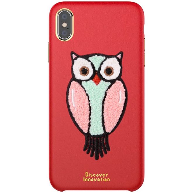 Nillkin - iPhone XS Max Handyhülle - Case aus Plastik/Plüsch - Eule - Plush Series - rot