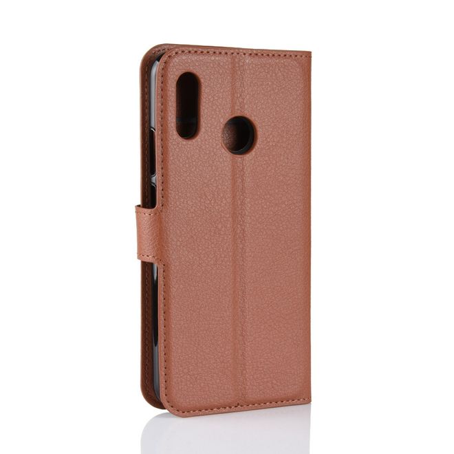 Huawei P Smart+ Handy Hülle - Litchi Leder Bookcover Series - braun
