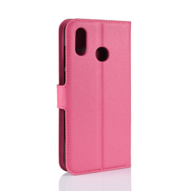 Huawei Honor Play Handy Hülle - Litchi Leder Bookcover Series - rosa