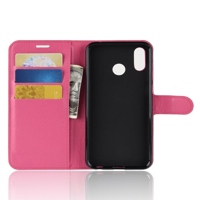 Huawei Honor Play Handy Hülle - Litchi Leder Bookcover Series - rosa