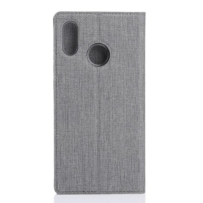 Vili Dmx - Huawei P Smart+ Hülle - Case aus Leder - mit Standfunktion - grau