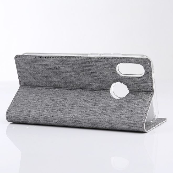 Vili Dmx - Huawei P Smart+ Hülle - Case aus Leder - mit Standfunktion - grau