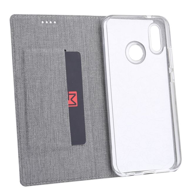 Vili Dmx - Huawei P Smart+ Hülle - Case aus Leder - mit Standfunktion - grau