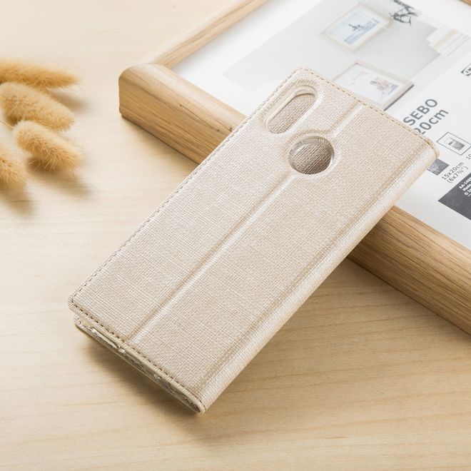 Vili Dmx - Huawei P Smart+ Hülle - Case aus Leder - mit Standfunktion - gold