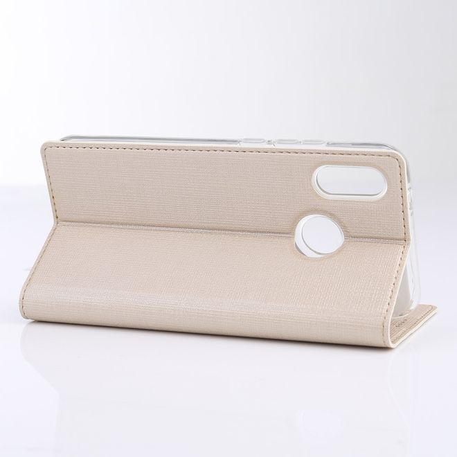 Vili Dmx - Huawei P Smart+ Hülle - Case aus Leder - mit Standfunktion - gold