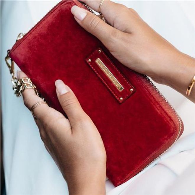 iDeal of Sweden - Universelle Handy Clutch - Designer Clutch Wristlet Velvet - rot