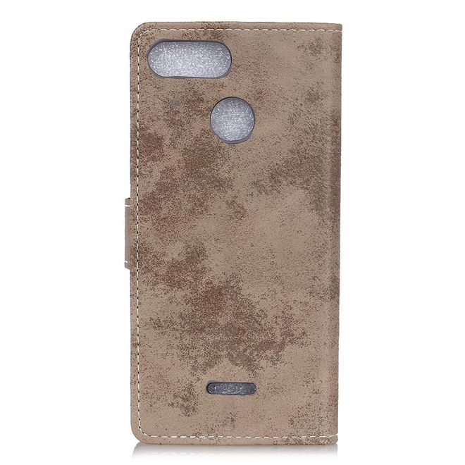 Xiaomi Redmi 6 Handyhülle - Vintage Leder Bookcover Series - khakifarben
