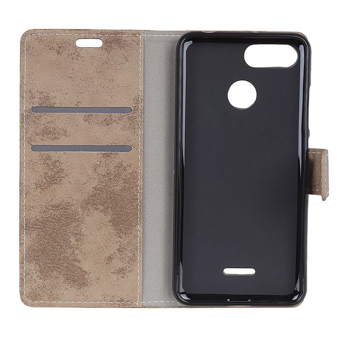 Xiaomi Redmi 6 Handyhülle - Vintage Leder Bookcover Series - khakifarben
