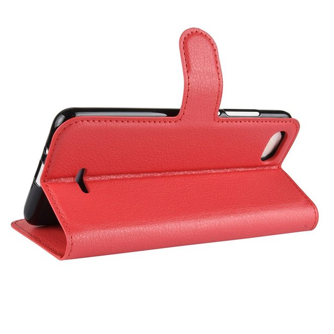 Xiaomi Redmi 6A Handy Hülle - Litchi Leder Bookcover Series - rot