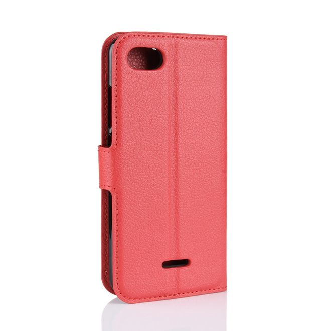 Xiaomi Redmi 6A Handy Hülle - Litchi Leder Bookcover Series - rot