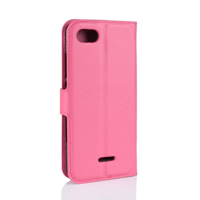 Xiaomi Redmi 6A Handy Hülle - Litchi Leder Bookcover Series - rosa