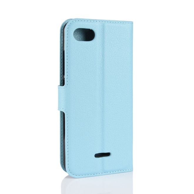 Xiaomi Redmi 6A Handy Hülle - Litchi Leder Bookcover Series - blau
