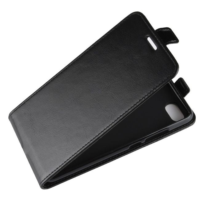 Xiaomi Redmi 6A Handyhülle - Crazy Horse Leder Flipcase - vertikal - schwarz