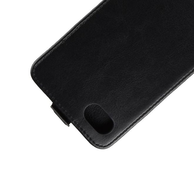Xiaomi Redmi 6A Handyhülle - Crazy Horse Leder Flipcase - vertikal - schwarz