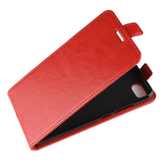 Xiaomi Redmi 6A Handyhülle - Crazy Horse Leder Flipcase - vertikal - rot