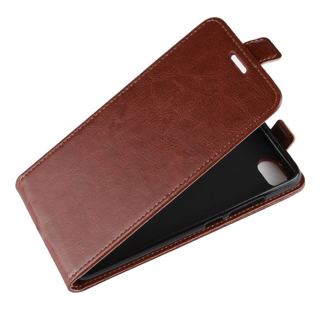Xiaomi Redmi 6A Handyhülle - Crazy Horse Leder Flipcase - vertikal - braun