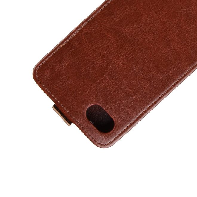 Xiaomi Redmi 6A Handyhülle - Crazy Horse Leder Flipcase - vertikal - braun