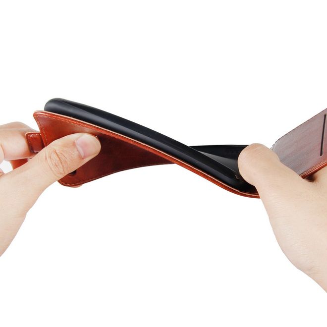 Xiaomi Redmi 6A Handyhülle - Crazy Horse Leder Flipcase - vertikal - braun
