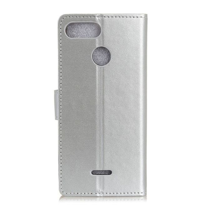 Xiaomi Redmi 6 Handy Hülle - Classic II Leder Bookcover Series - silber
