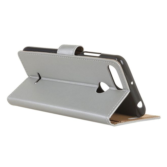 Xiaomi Redmi 6 Handy Hülle - Classic II Leder Bookcover Series - silber