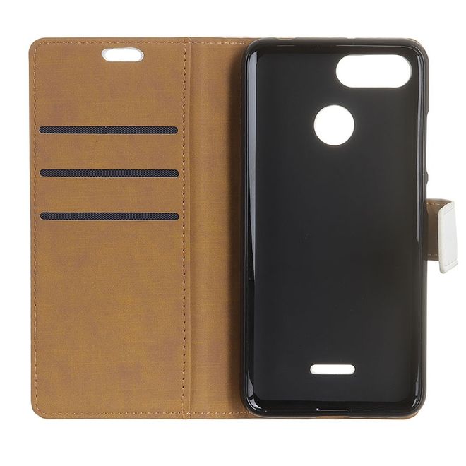Xiaomi Redmi 6 Handy Hülle - Classic II Leder Bookcover Series - silber