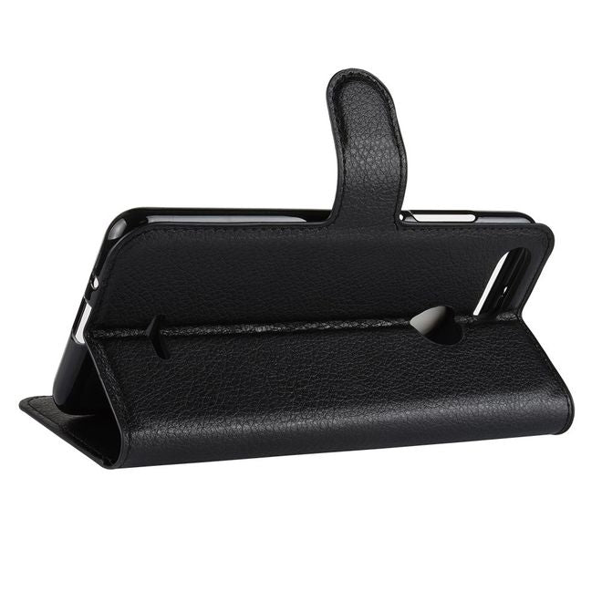Xiaomi Redmi 6 Handy Hülle - Litchi Leder Bookcover Series - schwarz