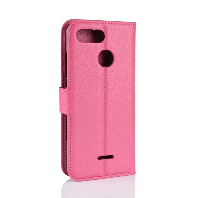 Xiaomi Redmi 6 Handy Hülle - Litchi Leder Bookcover Series - rosa
