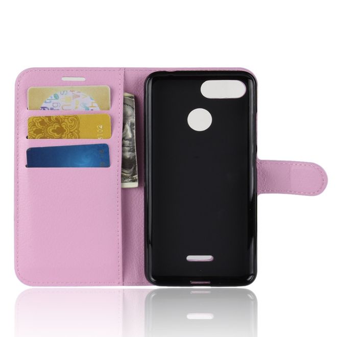 Xiaomi Redmi 6 Handy Hülle - Litchi Leder Bookcover Series - pink