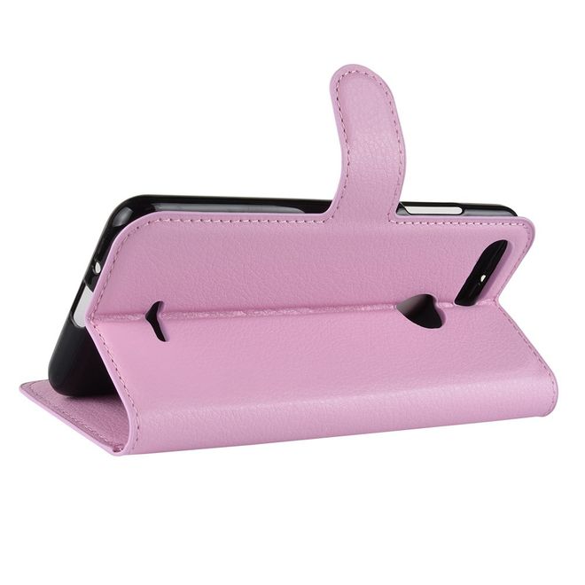 Xiaomi Redmi 6 Handy Hülle - Litchi Leder Bookcover Series - pink