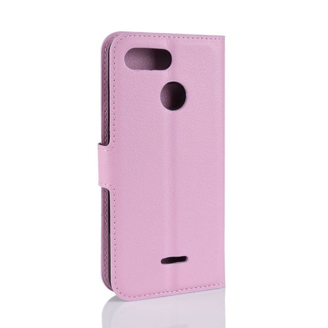 Xiaomi Redmi 6 Handy Hülle - Litchi Leder Bookcover Series - pink