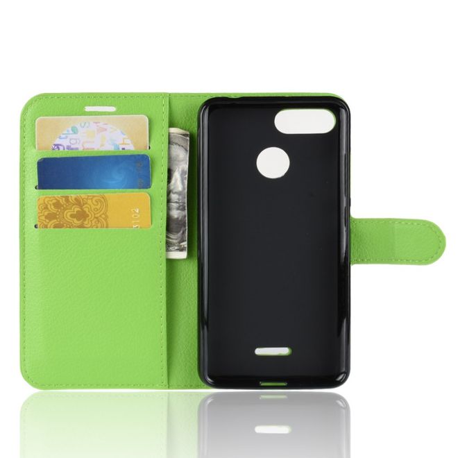 Xiaomi Redmi 6 Handy Hülle - Litchi Leder Bookcover Series - grün