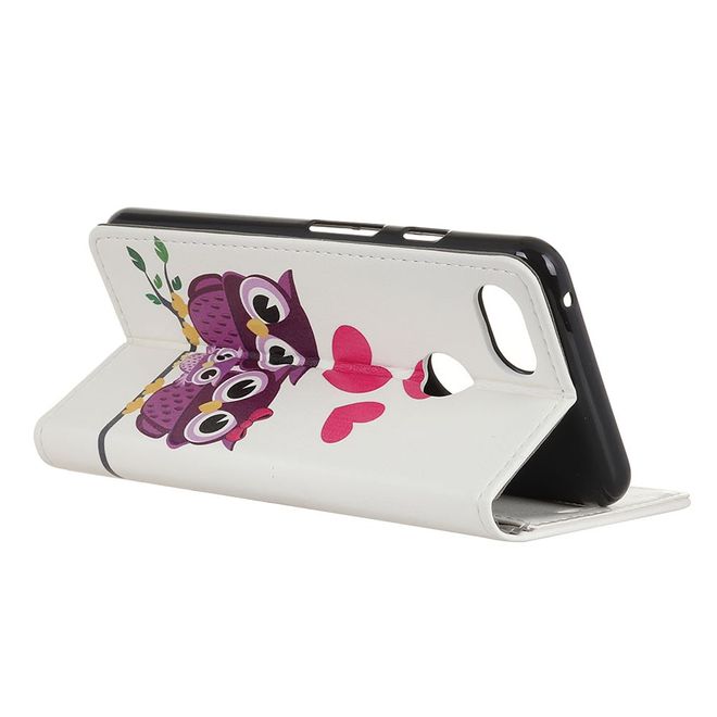 Google Pixel 3 XL Handyhülle - Leder Bookcover Image II Series - glückliche Eulen