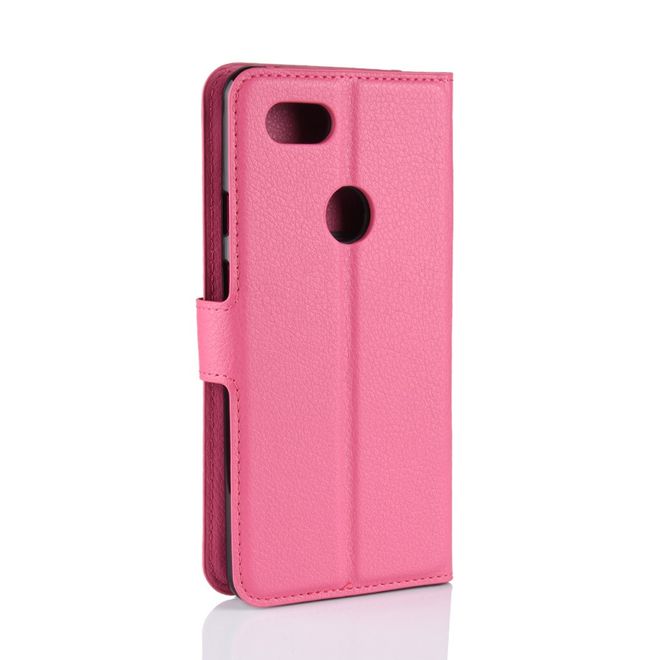 Google Pixel 3 Handy Hülle - Litchi Leder Bookcover Series - rosa