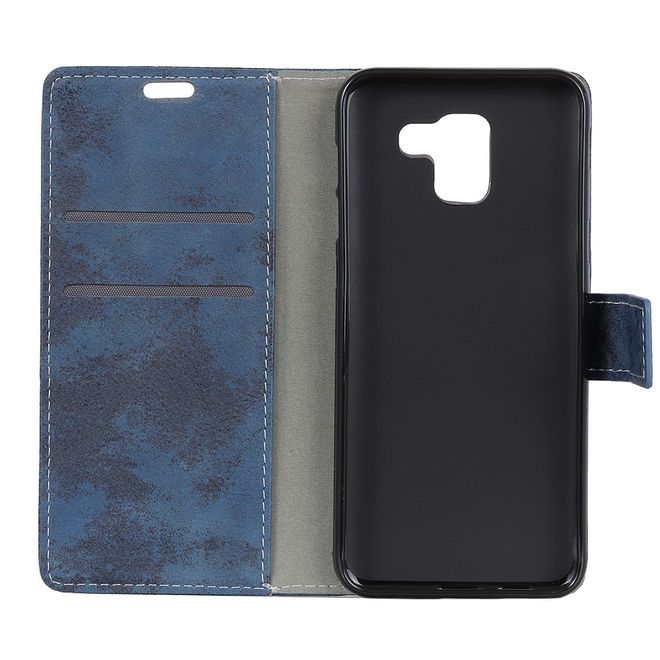Samsung Galaxy J6+ Handyhülle - Vintage Leder Bookcover Series - blau