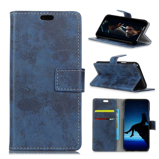 Samsung Galaxy J6+ Handyhülle - Vintage Leder Bookcover Series - blau