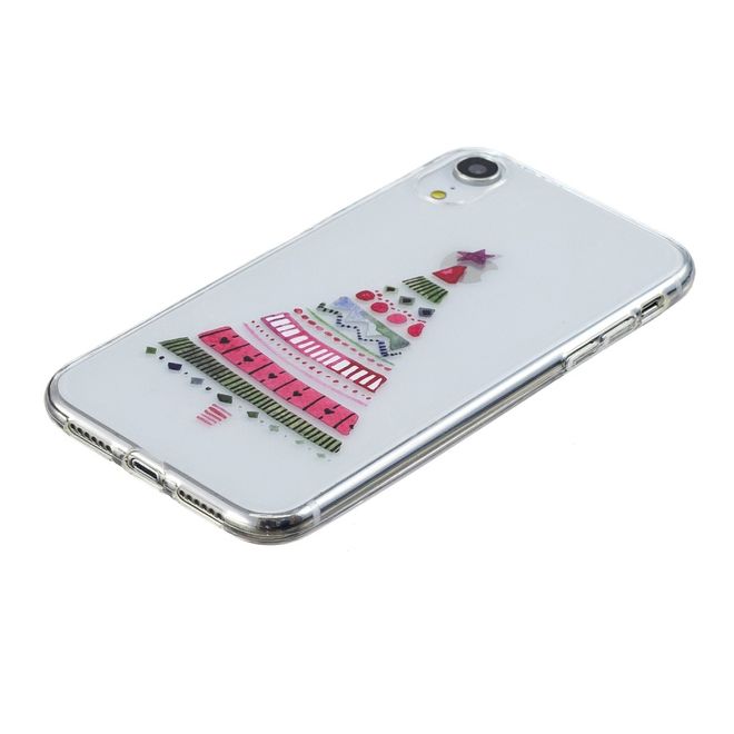 iPhone XR Hülle - Flexibles Softcase - Weihnachtsmuster - farbiger Tannenbaum