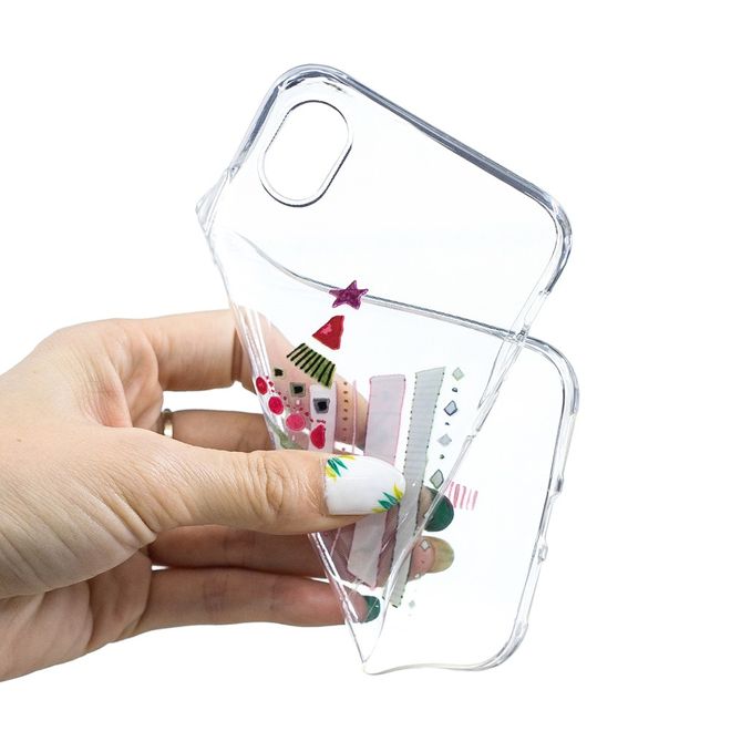 iPhone XR Hülle - Flexibles Softcase - Weihnachtsmuster - farbiger Tannenbaum